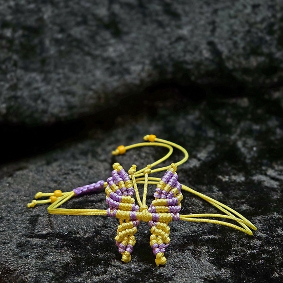 Handcrafted Purple and Gold Butterfly Bracelet - Picture 2 of 3